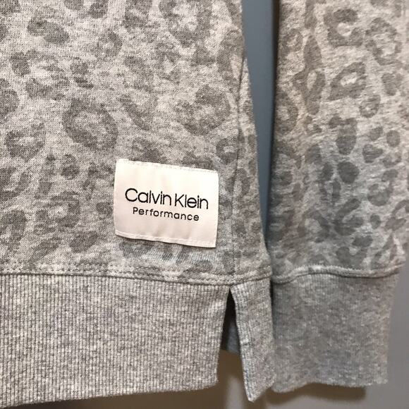 Calvin Klein Performance Animal Print Logo Sweatshirt Womens Small Gray leopard - Picture 3 of 7